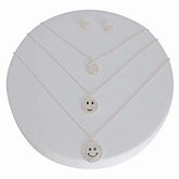 Silver 3 Layer Bling Smiley Face Dainty Necklace Set