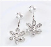 Metal Color: Light Yellow Color - Flower Earrings 2019 Punk Fashion New Earrings Lady Wild Chain Pearl Crystal Flower Earrings Gift Wholesale Ladies Earrings