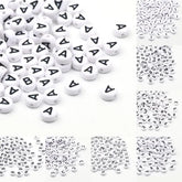 Color: Beige, Item Diameter: Other - 50/100pcs/lot 7x4mm White Round A-Z Alphabet Letter Acrylic Loose Spacer Beads for Jewelry Making Diy Bracelet Accessories
