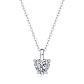Casual Moissanite CZ Heart Dangle 925 Sterling Silver Necklace