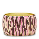 Bangle with pink and brown abstract pattern on a white background