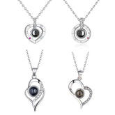 Metal Color: Plating Gun, Length: 50cm, Ships From: CHINA - Heart Projection Photo Necklace Pet Photo Pendant Chain Pet Memorial Gift Anniversary gift Valentine's