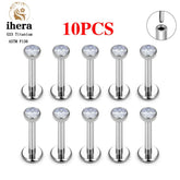 Metal color: Rhodium Plated, Ships From: CHINA, Main Stone Color: Orange - 10PCS G23 Titanium Lip Ring Labret Piercing Stud Earring CZ 16/18/20G Push Pin Ear Tragus Cartilage Helix Conch Pierc?Jewelry