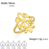 Main Stone Color: silver, Ring Size: 10 - Skyrim Bohemian Filigree Ring Women Stainless Steel Gold Color Finger Rings Vintage Aesthetic Jewelry Wedding Band Wholesale