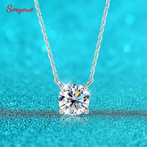 Gem Color: WHITE, Metal Color: Pure Gold Color - Smyoue White Gold Plated 1-10CT Moissanite Necklace for Women Classic Four Claws Pendant Wedding Jewelry 925 Sterling Silver GRA