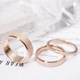 Main Stone Color: Black, Ring Size: 8 - Rose Gold Color Frosted Finger Ring for Woman Man Wedding Jewelry 316L Stainless Steel Top Quality Never Fade
