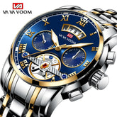 Color: BRONZE - Relogio Masculino Top Brand Mens Luxury Watch Stainless Steel Luminescence Clock Casual Chic 3Bar Waterproof Outdoor Sport Watch