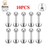 Metal color: Light Yellow Gold Color, Ships From: CHINA, Main Stone Color: Pink - 10PCS G23 Titanium Lip Ring Labret Piercing Stud Earring CZ 16/18/20G Push Pin Ear Tragus Cartilage Helix Conch Pierc?Jewelry
