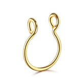Metal color: Champagne gold - 6/8/10mm Surgical Steel Fake Non Nose Stud Ring False Lip Curler Septum Piercing Hoop Jewelry for Women Men Body Accessories