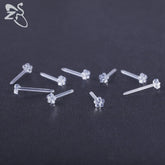 Metal Color: Antique Gold Plated - ZS 10-50pcs/lot Colorful Acrylic Stud Earring Invisible Transparent Anti-allergy Ear Pin 20G Star Ball Curing Ear Hole Retainer