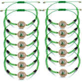 Metal Color: Vermeil - 12 Pieces Mexican Bracelets Saint Jude Bracelet Catholic Green Handmade String Bracelets San Judas Tadeo Rosary Bracelet Gift