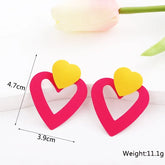 Metal Color: REDDISH BROWN - 2024 New Rose Red Flower Hanging Earrings for Women Love Heart Blooming Florals Cute Lovely Female Ear Jewelry brincos new