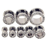 Metal color: Light Yellow Gold Color, Main Stone Color: Yellow - 2pc Steel Multicolour Crystal Ear Plug Flesh Tunnel 8g ( 3mm ) - 1" ( 25mm ) Gauge Expander Stretcher Screw Fit