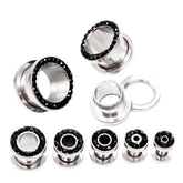 Metal color: Antique Copper Plated, Main Stone Color: Silver - 2pc Steel Multicolour Crystal Ear Plug Flesh Tunnel 8g ( 3mm ) - 1" ( 25mm ) Gauge Expander Stretcher Screw Fit