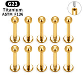 Metal color: Gold-color, Ships From: CHINA, Main Stone Color: Pink - 10PCS ASTM F136 G23 Titanium Piercing Labret Lip Ring Stud Earring CZ Ear Tragus Cartilage Helix Daith Pierc Jewelry 16/18/20g