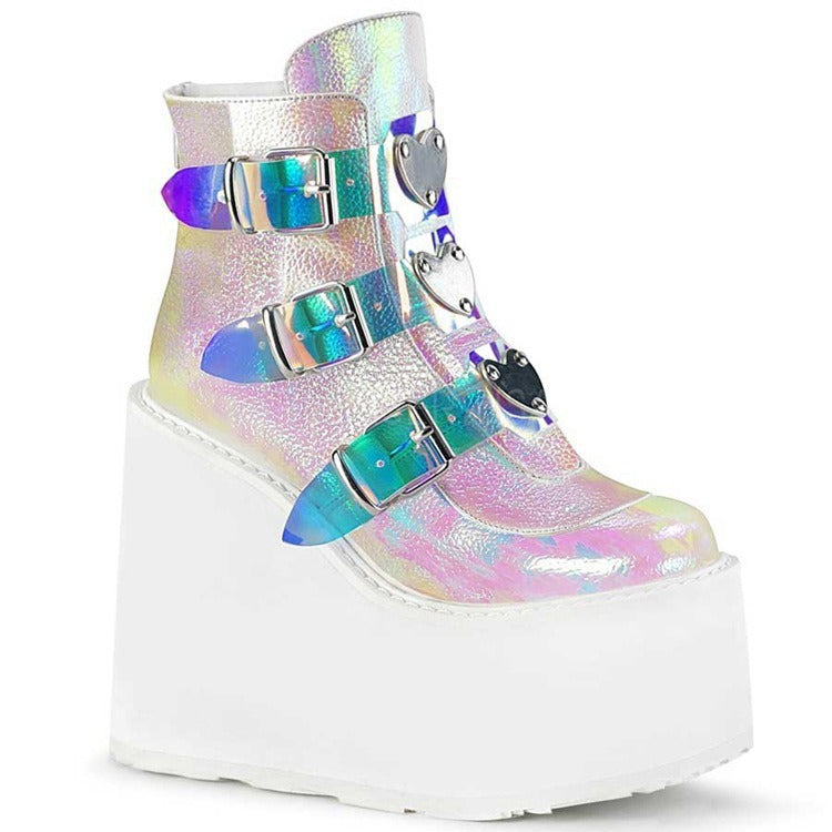 Women Ankle Boots Gothic Platform Punk Winter Martin Black High Heels Demonias Sexy Ladies Shoes Plus Size965