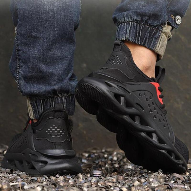 2020 Work Shoes Breathable Lace Up Soft Bottom Male Sneakers Working Steel Toe Anti Smashing Construction Safety Shoes for Mens