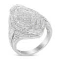 .925 Sterling Silver & 1-1/8 Cttw Diamond Marquise Shaped Cluster Triple Halo Knot Cocktail Fashion Ring (I-J Color, I2-I3 Clarity) - Size 7-1/4