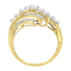 10K Yellow Gold Round and Baguette Diamond-Cut Ring (1/2 Cttw, I-J Color, I1-I2 Clarity) - Size 8-3/4