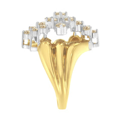 10K Yellow Gold Plated .925 Sterling Silver Diamond Cocktail Ring (1 1/2 Cttw, J-K Color, I1-I2 Clarity) - Size 6