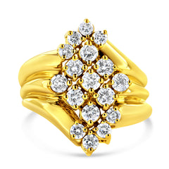 10K Yellow Gold Plated .925 Sterling Silver Diamond Cocktail Ring (1 1/2 Cttw, J-K Color, I1-I2 Clarity) - Size 6