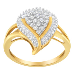 10K Yellow Gold Diamond Cluster Ring (1/2 Cttw, I-J Color, I1-I2 Clarity) - Size 6-1/2