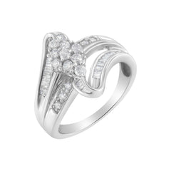 10K White Gold 1/2 cttw Diamond Cluster Ring (H-I Clarity, I2-I3 Color) - Size 8