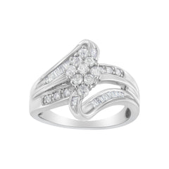 10K White Gold 1/2 cttw Diamond Cluster Ring (H-I Clarity, I2-I3 Color) - Size 8