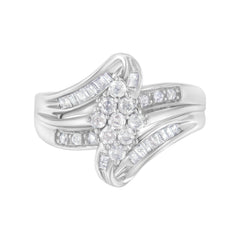 10K White Gold 1/2 cttw Diamond Cluster Ring (H-I Clarity, I2-I3 Color) - Size 8