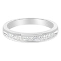.925 Sterling Silver 1/2 Cttw Princess-Cut Diamond Channel-Set Half-Eternity Wedding or Anniversary Band Ring (H-I Color, I2 Clarity) - Size 8