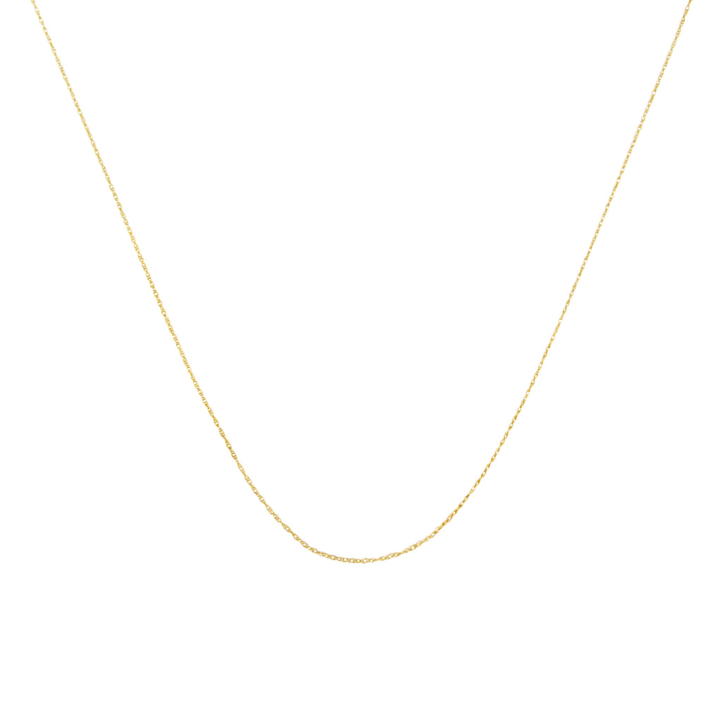 Solid 10K Yellow Gold 0.5mm Slim and Dainty Unisex 18" Rope Chain Necklace