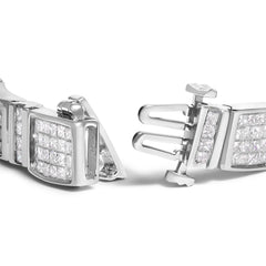 14K White Gold 7.0 Cttw Princess Cut Diamond 7" Alternating Vertical and Horizontal Rectangular Link Tennis Bracelet (H-I Color, SI2-I1 Clarity)