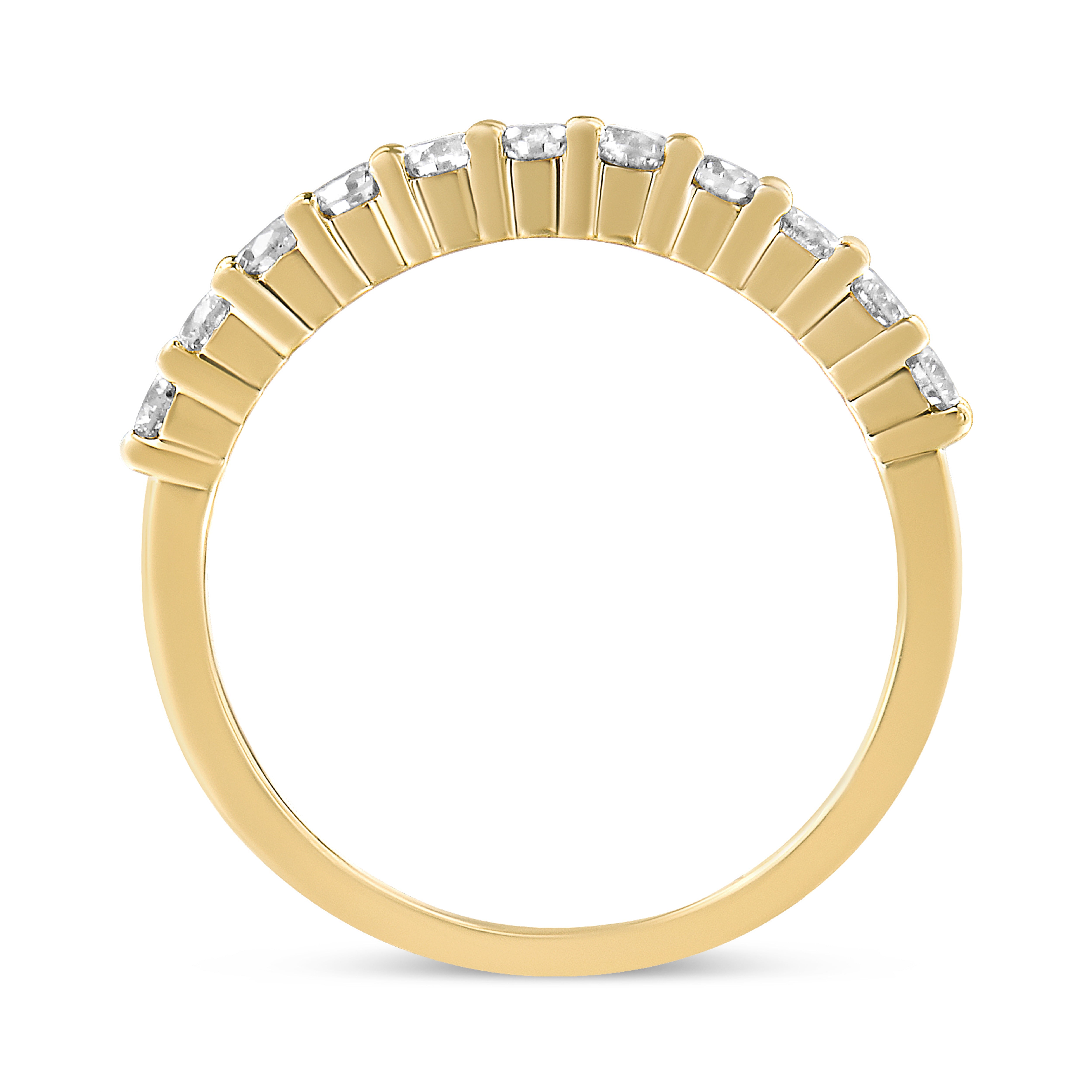 IGI Certified 1/2 Cttw Diamond 10K Yellow Gold Prong Set Fluted Band Style Wedding Ring (J-K Color, I1-I2 Clarity) - Size 6