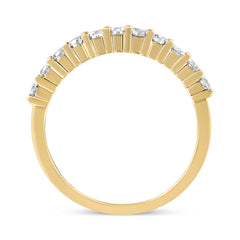 IGI Certified 1/2 Cttw Diamond 10K Yellow Gold Prong Set Fluted Band Style Wedding Ring (J-K Color, I1-I2 Clarity) - Size 6