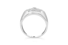 Men's .925 Sterling Silver 1/2 Cttw Multi-Diamond Hexagon Frame Ring (I-J Color, I3 Clarity) - Ring Size 11
