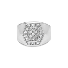 Men's .925 Sterling Silver 1/2 Cttw Multi-Diamond Hexagon Frame Ring (I-J Color, I3 Clarity) - Ring Size 11
