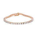 10K Rose Gold Plated .925 Sterling Silver 1.0 Cttw Miracle-Set Diamond Round Faceted Bezel Tennis Bracelet (I-J Color, I3 Clarity) - 5"