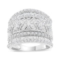 .925 Sterling Silver 2.0 Cttw Diamond Edge Multi-Row Ring Band ( J-K Color, I3 Clarity) - Ring Size 5