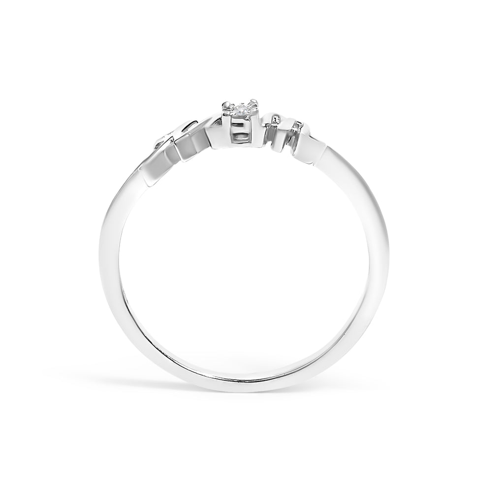.925 Sterling Silver Diamond Accent "MOM"  Ring (J-K Color, I2-I3 Clarity) - Ring Size 6