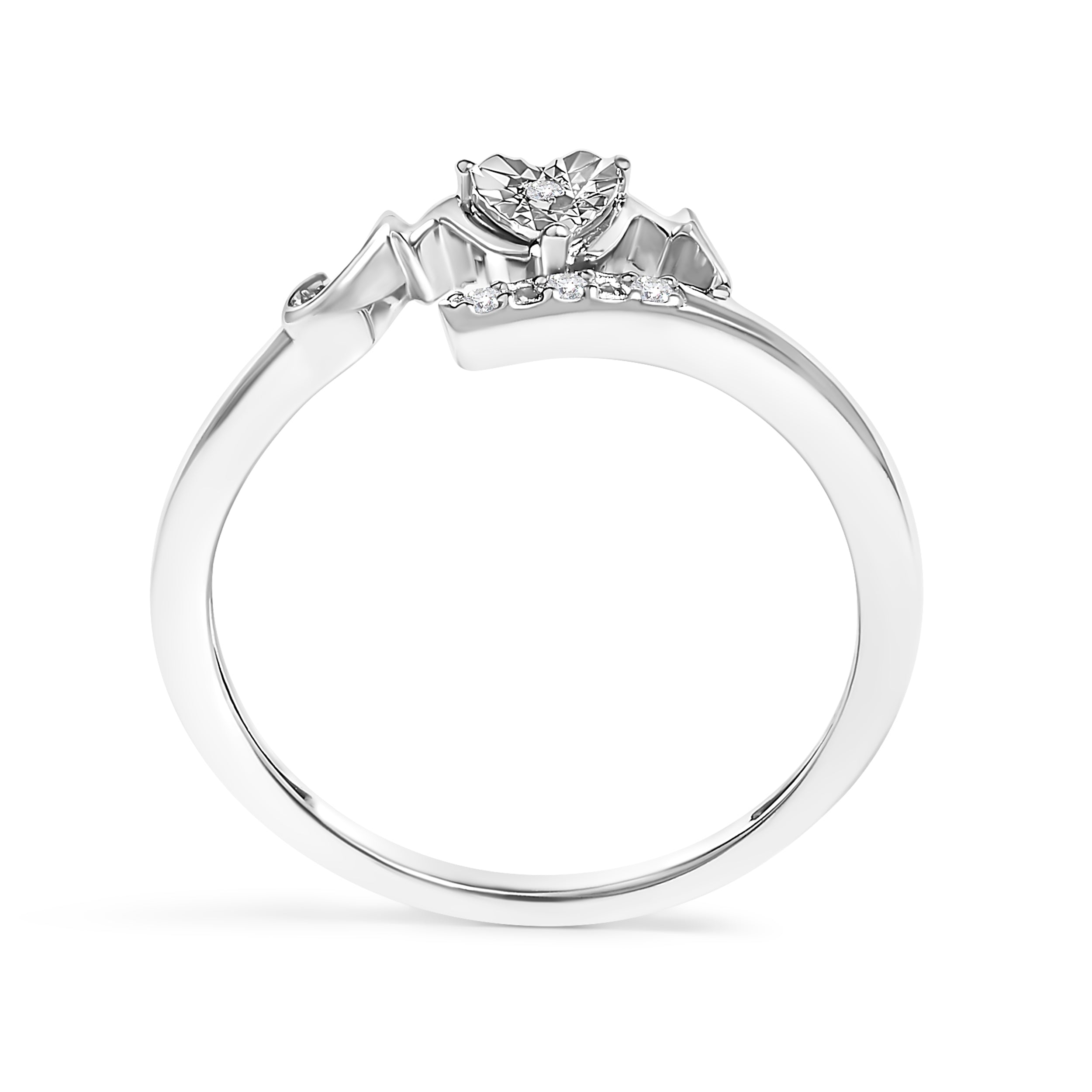 .925 Sterling Silver Diamond Accent "MOM" Heart Ring (J-K Color, I2-I3 Clarity) - Ring Size 6