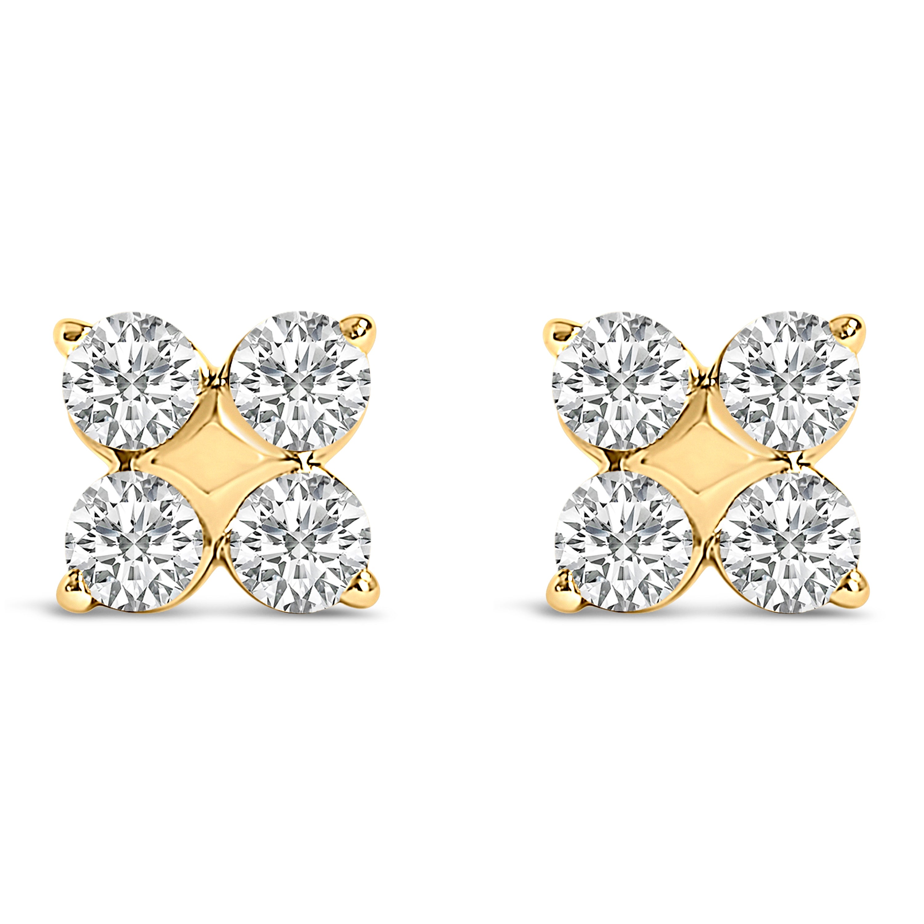 10K Yellow Gold 1/2 Cttw Lab Grown Diamond Snowflake Stud Earrings