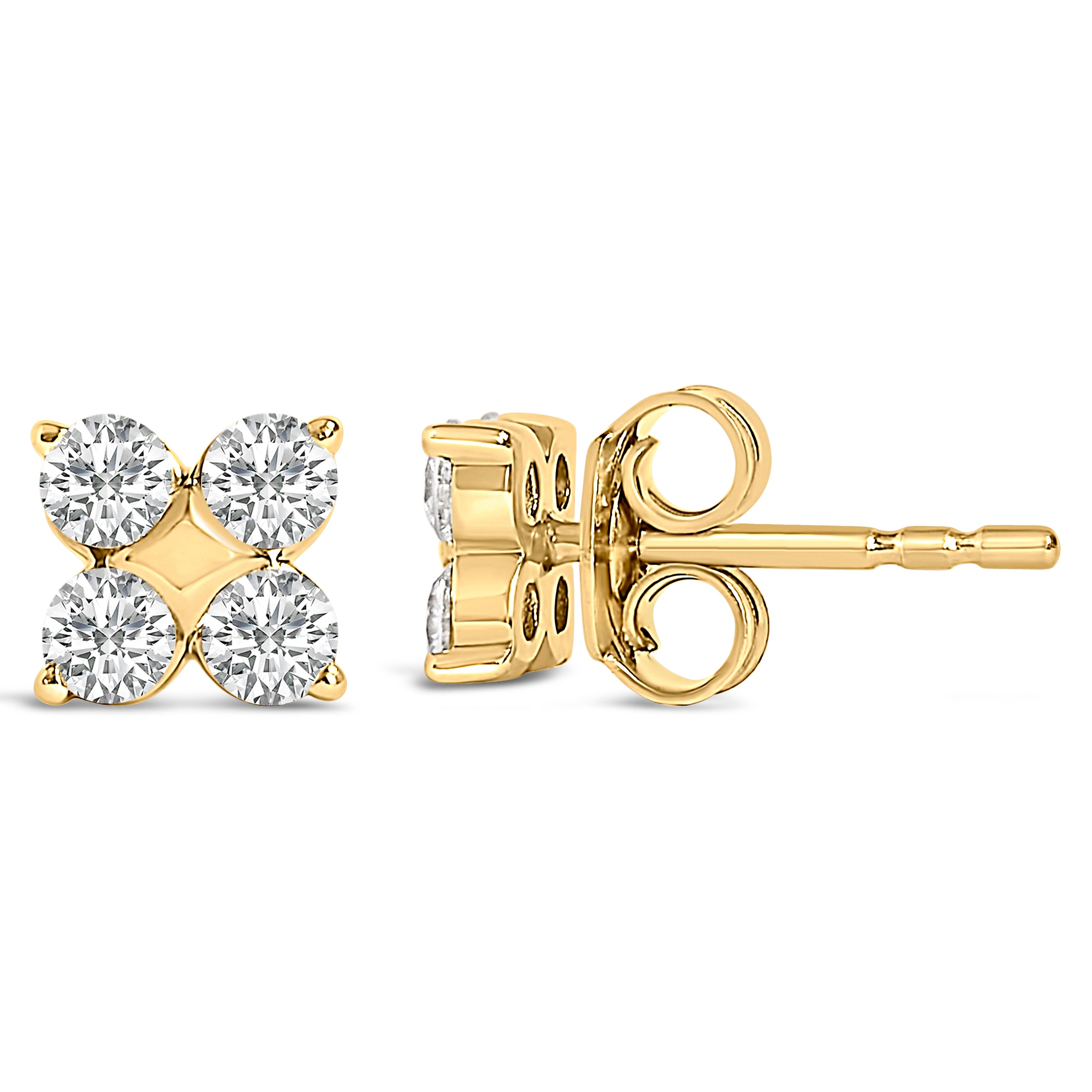 10K Yellow Gold 1/2 Cttw Lab Grown Diamond Snowflake Stud Earrings