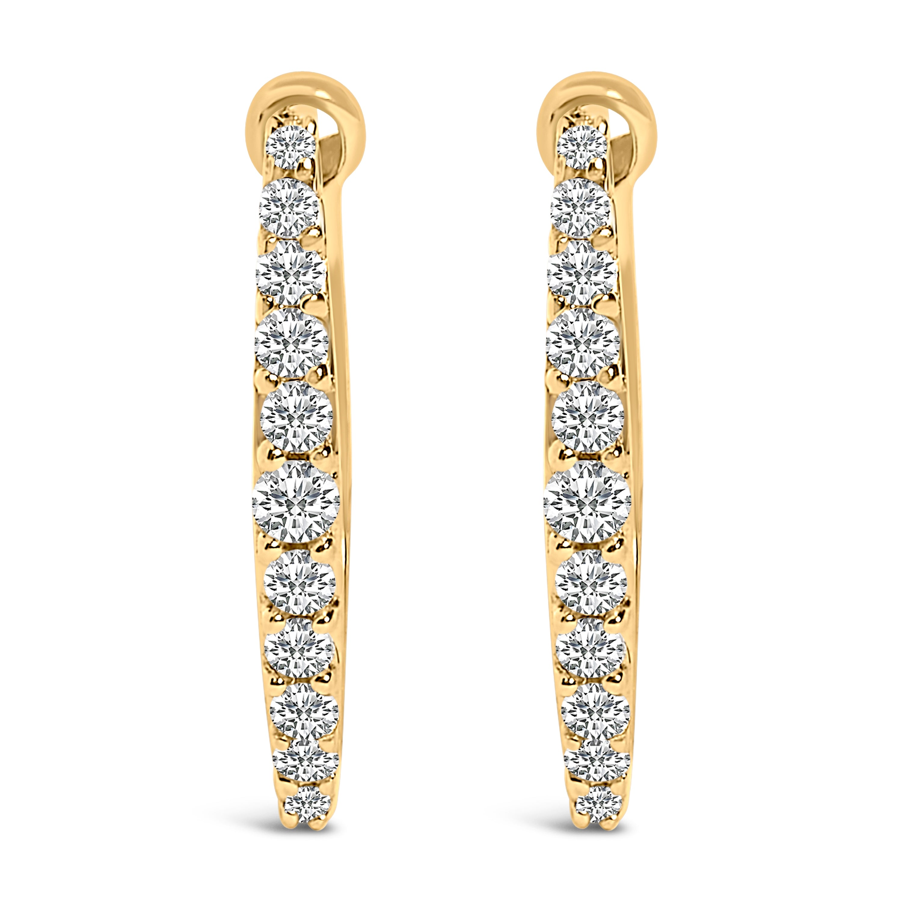 10K Yellow Gold 1/4 Cttw Lab Grown Diamond Heart Shaped Huggy Hoop Earrings