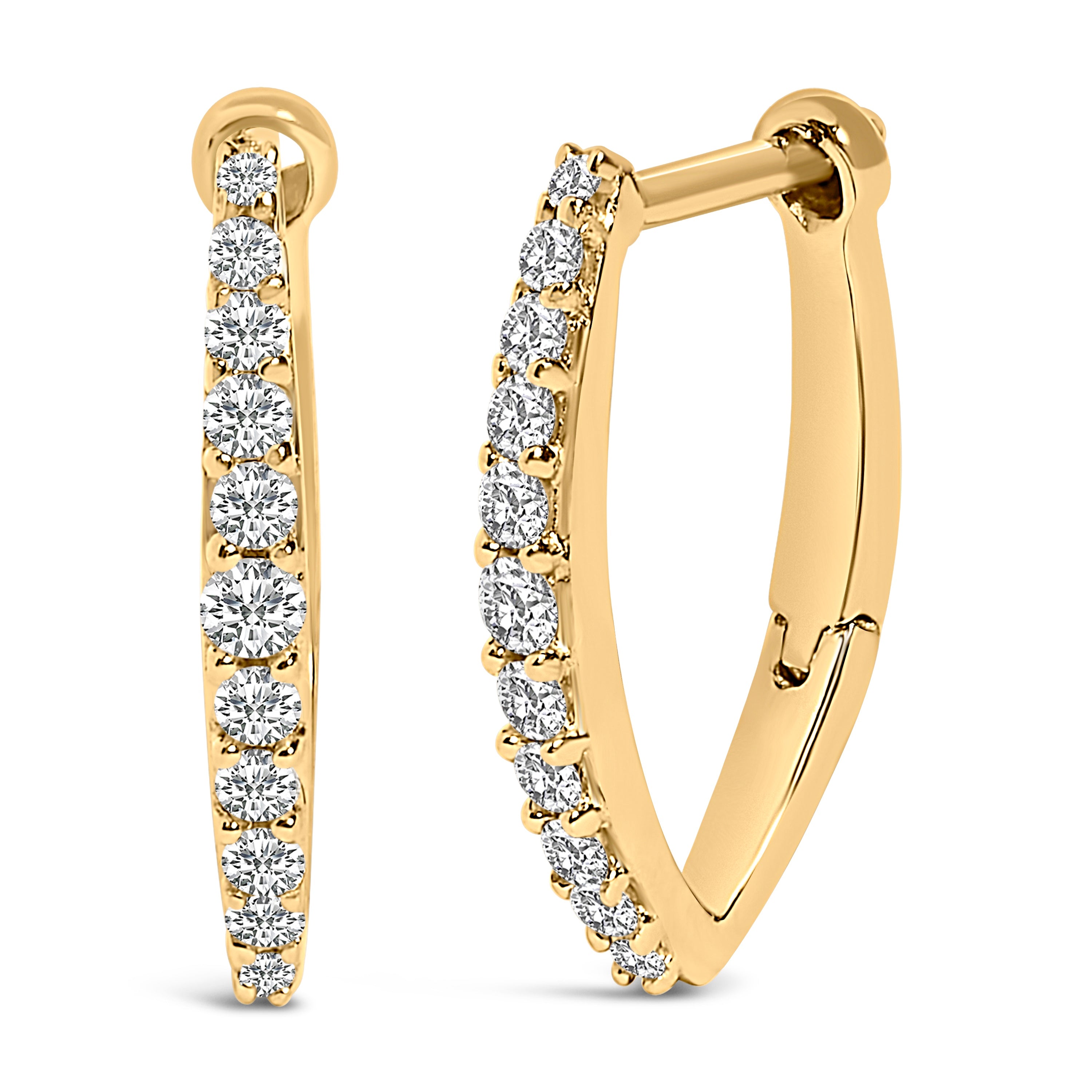 10K Yellow Gold 1/4 Cttw Lab Grown Diamond Heart Shaped Huggy Hoop Earrings