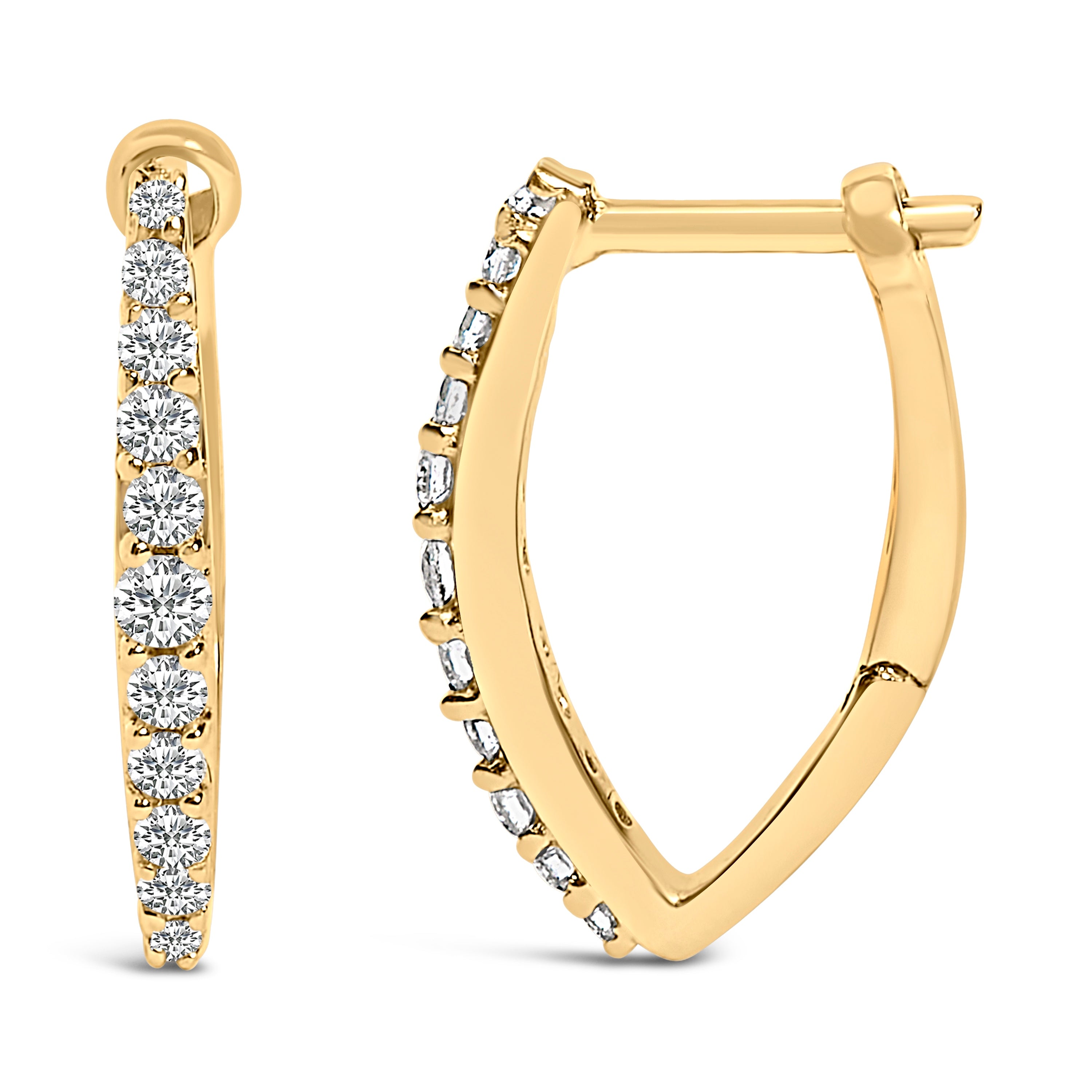 10K Yellow Gold 1/4 Cttw Lab Grown Diamond Heart Shaped Huggy Hoop Earrings