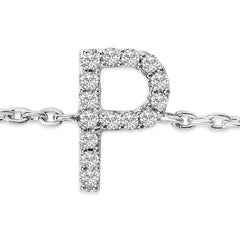 10K White Gold Diamond Accent "P" Initial Charm and Link Bracelet