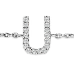 10K White Gold Diamond Accent "U" Initial Charm and Link Bracelet