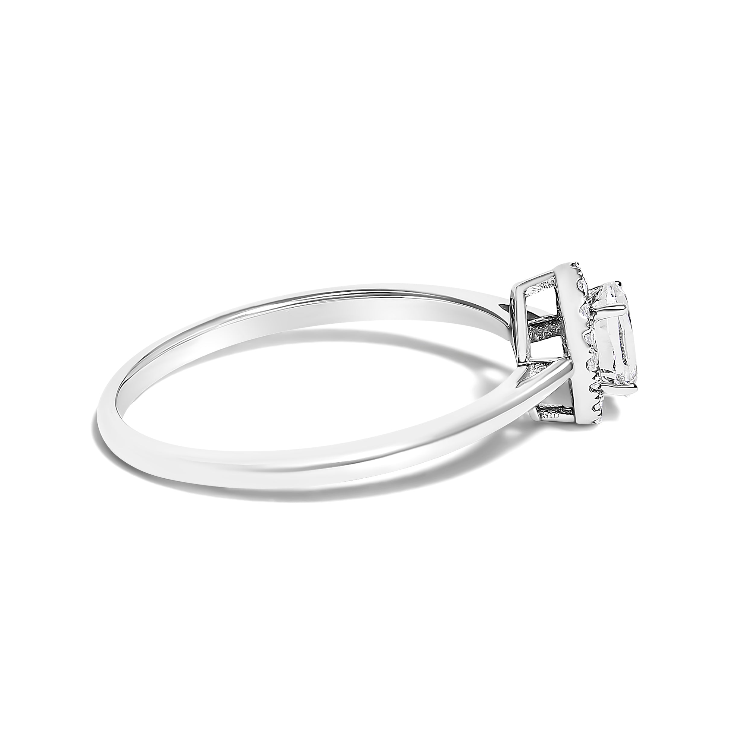 10K White Gold 5X3MM Oval White Topaz and Diamond Accent Halo Ring (I-J Color, I1-I2 Clarity) - Ring Size 5.5