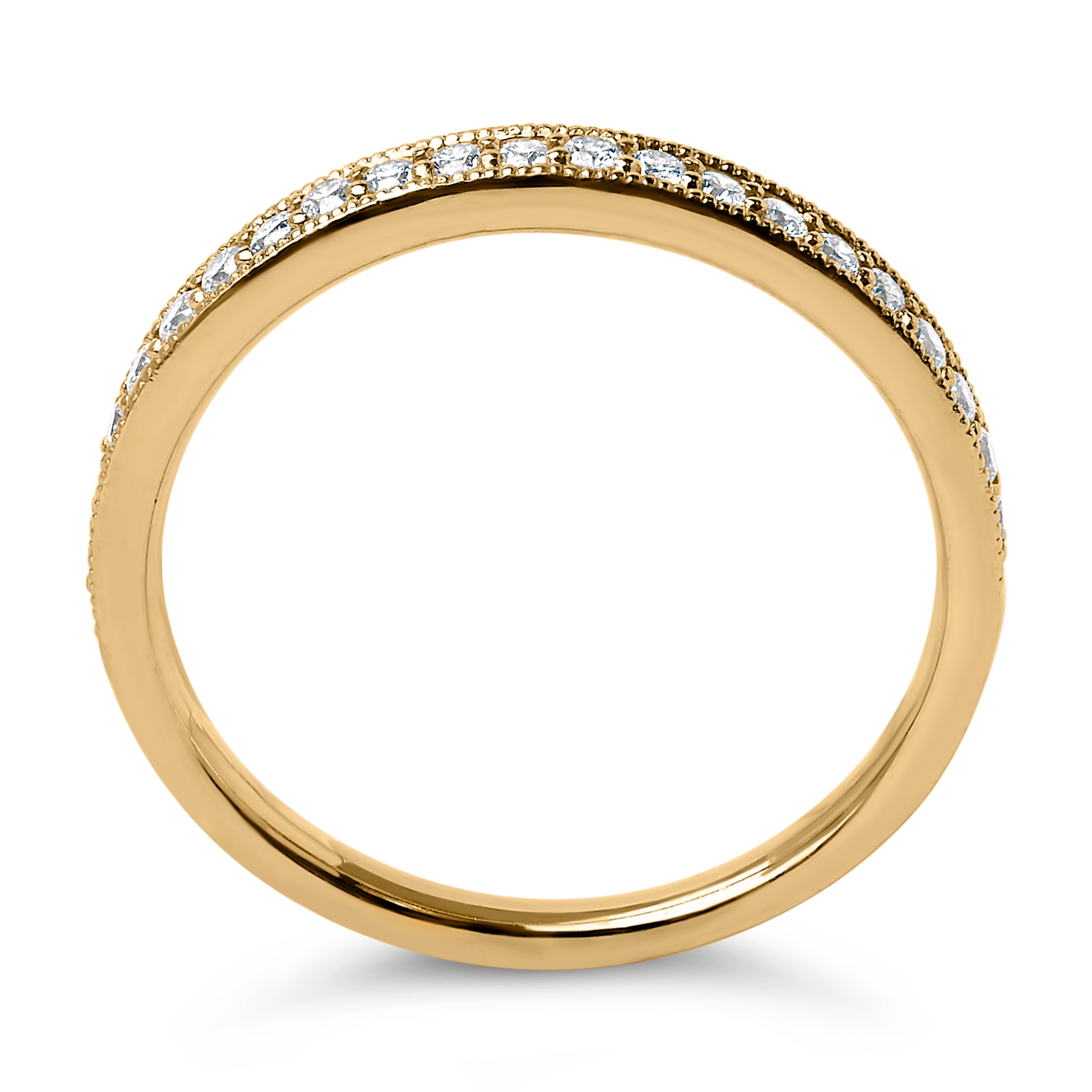 رباط زفاف من الذهب الأصفر عيار 14 قيراطًا مرصّع بألماس دائري بوزن 1/4 قيراط (لون I-J، وضوح SI2-I1) - مقاس 6.5