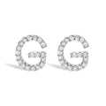 10K White Gold 1/10 Cttw Diamond 'G' Initial Stud Earring